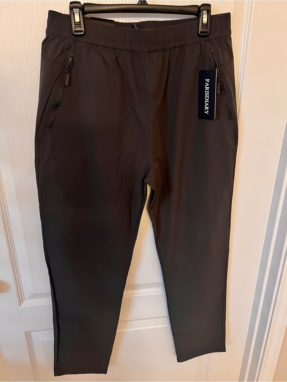 Men's Black Stretch Chinos with Zippered Pockets